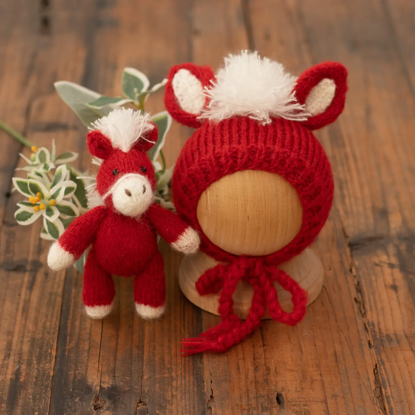 2026 Handmade Knitted Horse Doll & Hat Set - Newborn Photography Prop - Image 5